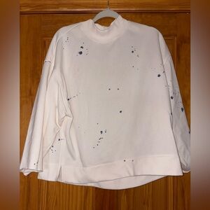 Old Navy Cream Sweater with Blue Splatter Detail